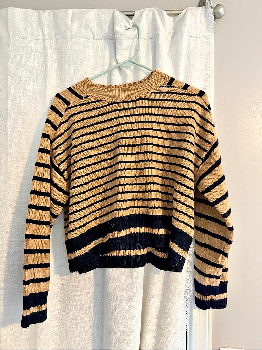 INDUSTRY Striped Crewneck Sweater in Brown & Black Size S Like New